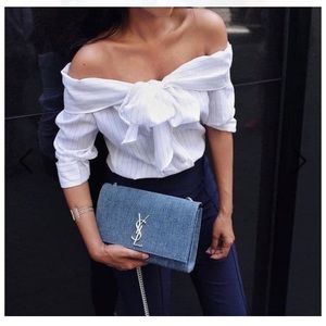 Storets off the shoulder top big bowknot blouse size S